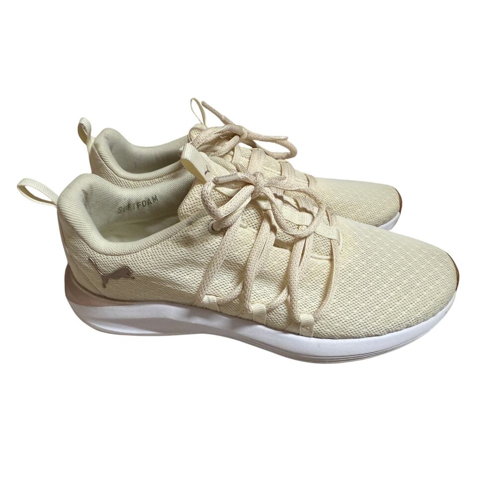 PUMA Womens Prowl Knit Athletic Shoe Ivory Lace up Running Tennis shoes Size 8